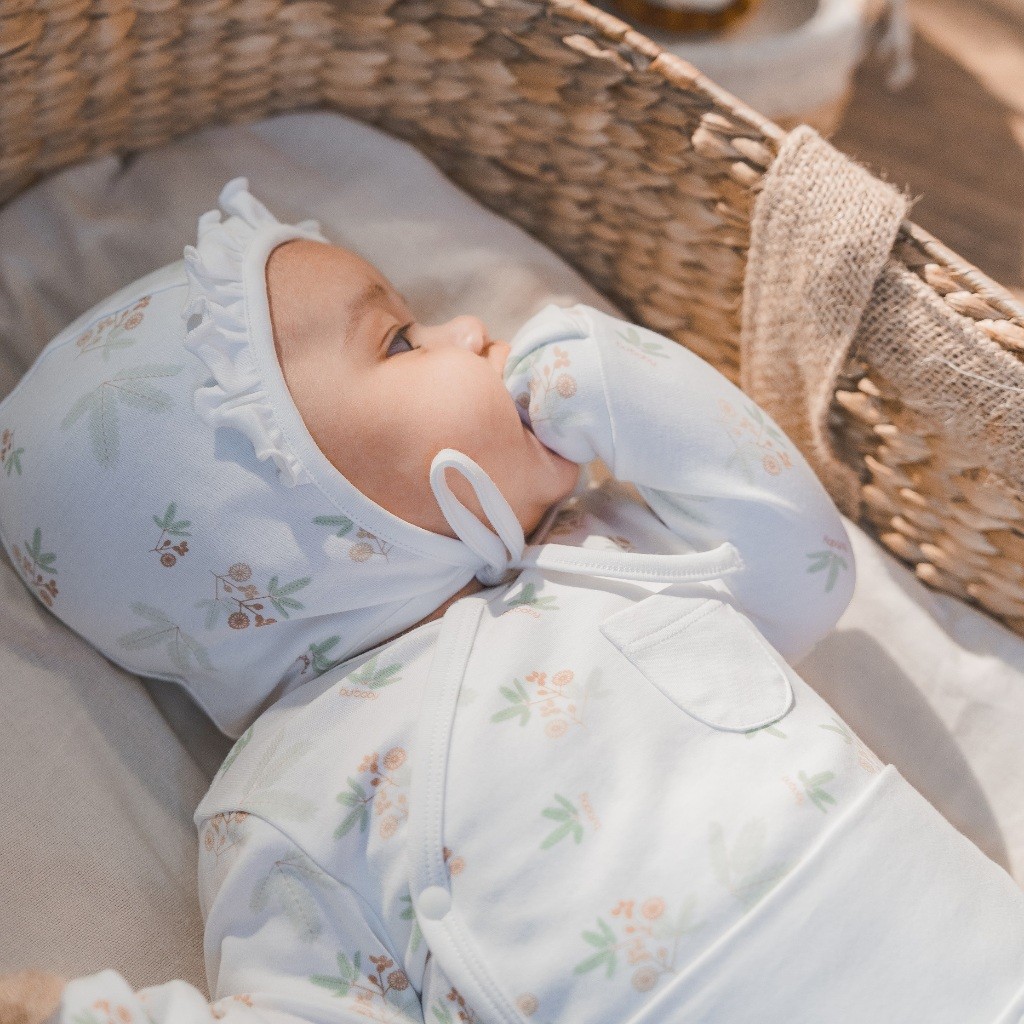 Mũ Buộc dây Mimo - Pure Cotton ACT194301- Bubaby sơ sinh - Mũ Bubaby - Bao tay Bu baby