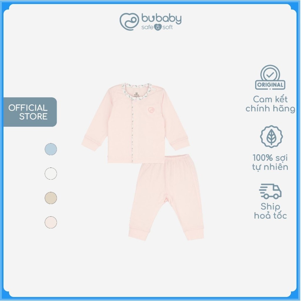 Bộ dài tay cài giữa Iconic sợi tre co giãn thoải mái thuận tiện cho bé BuBaby BBB1102NS | Quần áo BuBaby chính hãng