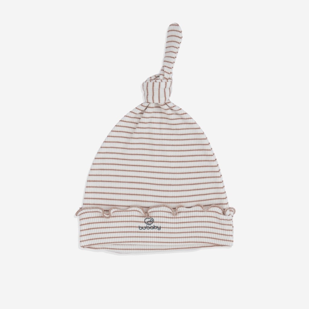 (1M-6M) Mũ nút thắt bé gái ASR1931ST Siro Stripy cho bé sơ sinh - Bubaby sơ sinh - Mũ Bubaby - Bao tay Bubaby