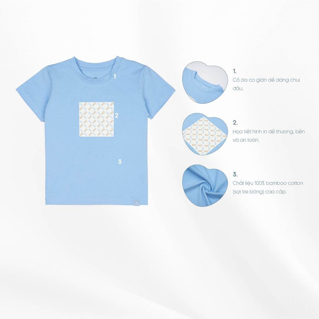 (1Y-5Y) Áo ngắn tay cổ tròn co giãn thoải mái cho bé - Áo bé trai - Áo Bubaby bé gái Quần áo BuBaby Signature BBC330404