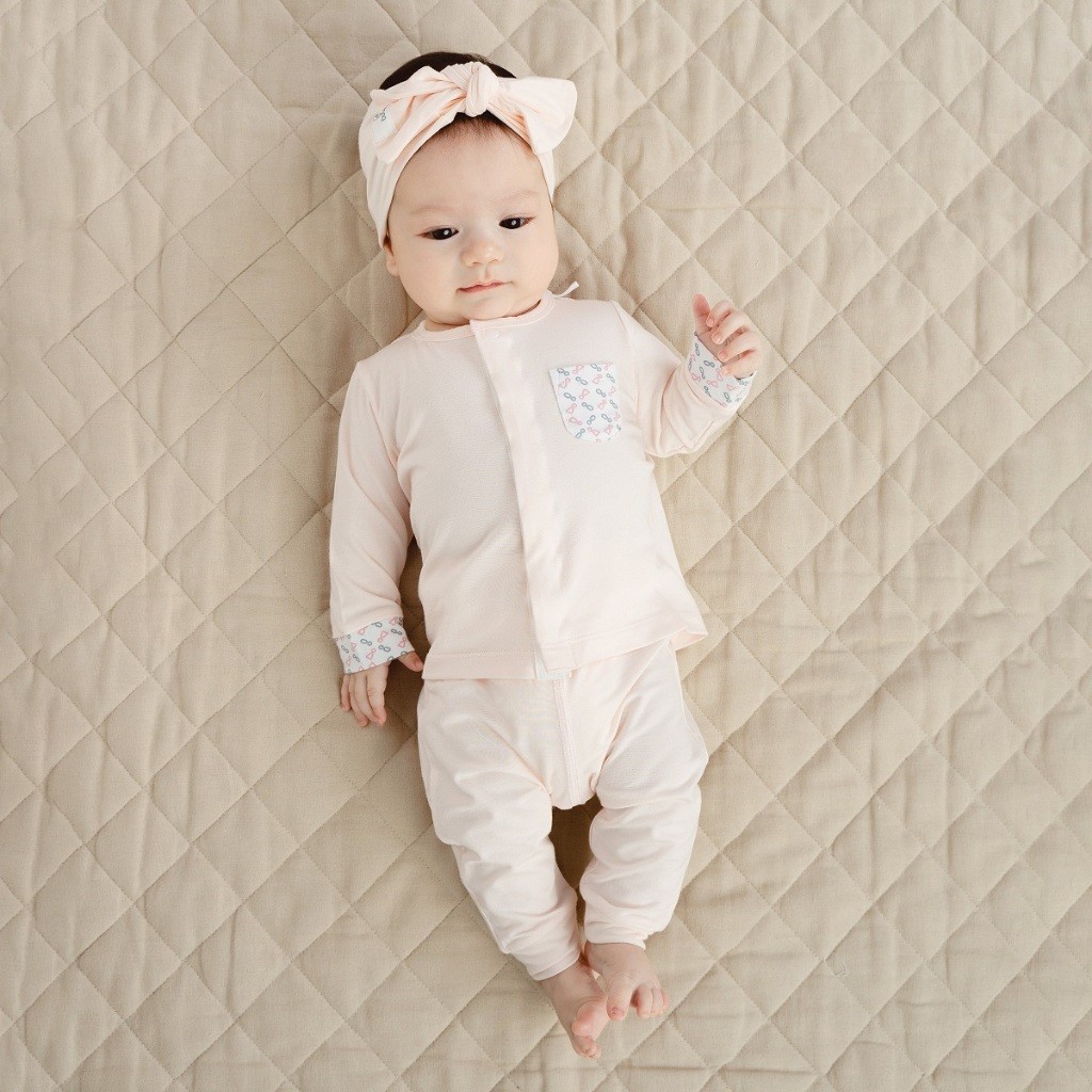 Bộ dài tay cài giữa cho bé sơ sinh vải sợi tre mểm mại - Bambus BBB110201 | Quần áo BuBaby chính hãng