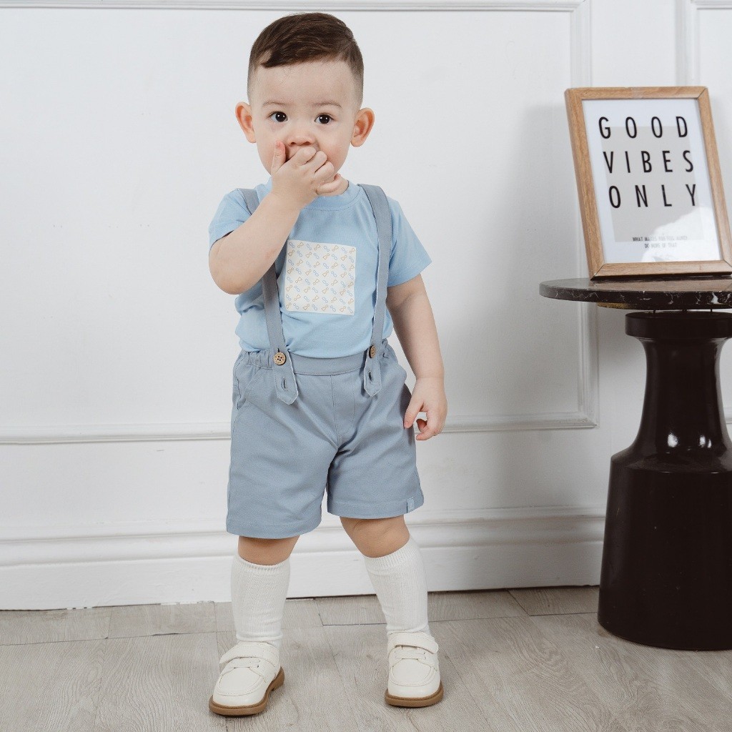 (1Y-5Y) Áo ngắn tay cổ tròn co giãn thoải mái cho bé - Áo bé trai - Áo Bubaby bé gái Quần áo BuBaby Signature BBC330404