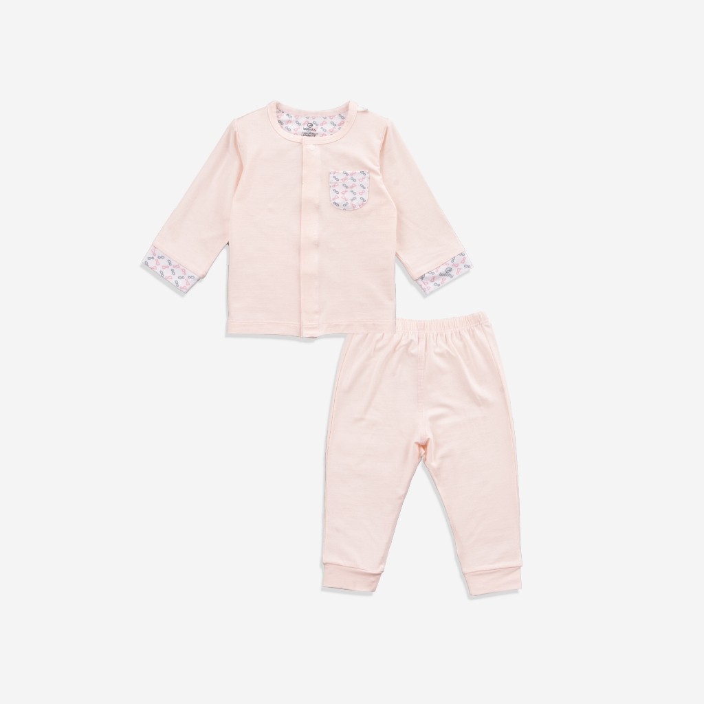 Bộ dài tay cài giữa cho bé sơ sinh vải sợi tre mểm mại - Bambus BBB110201 | Quần áo BuBaby chính hãng