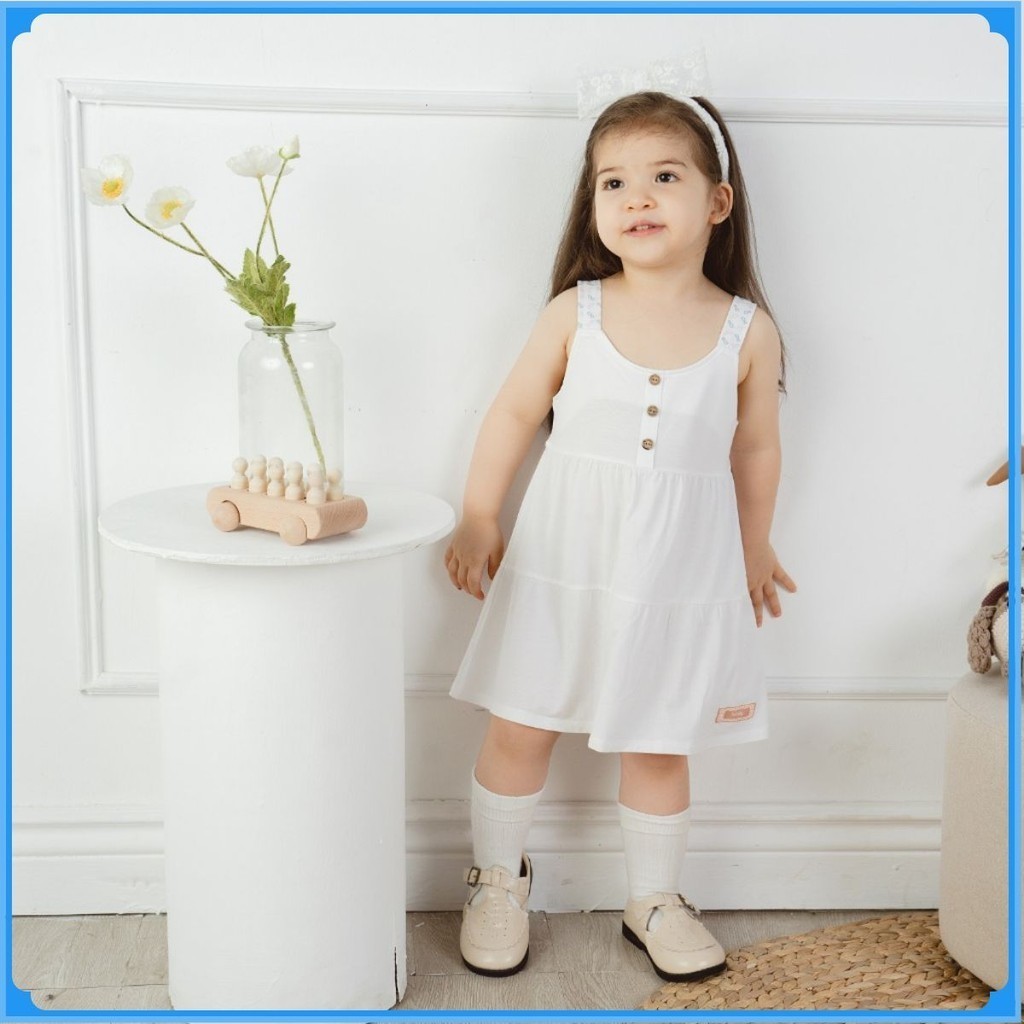 (1Y-5Y) Váy 2 dây bé gái Iconic BBB553100 vải sợi tre mểm mại - Váy bubaby - Bubaby bé gái