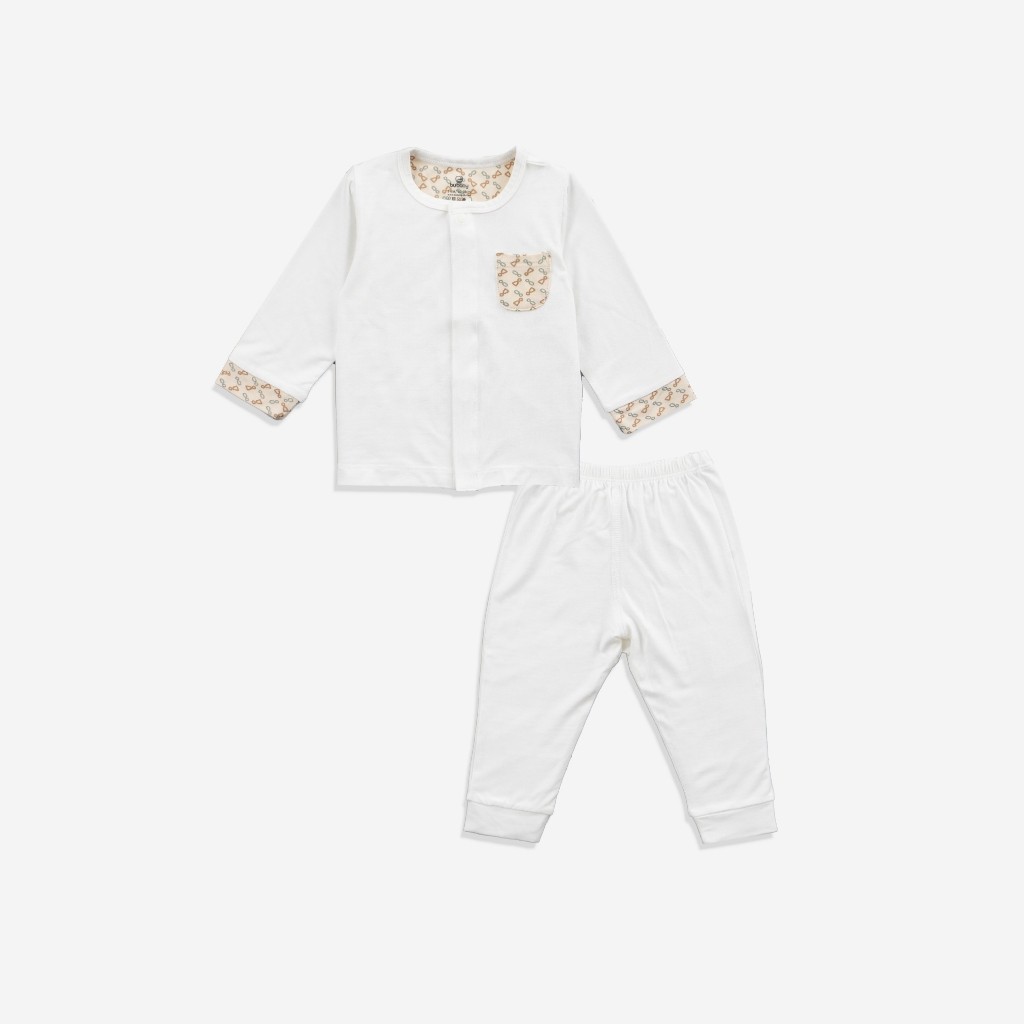 Bộ dài tay cài giữa cho bé sơ sinh vải sợi tre mểm mại - Bambus BBB110201 | Quần áo BuBaby chính hãng
