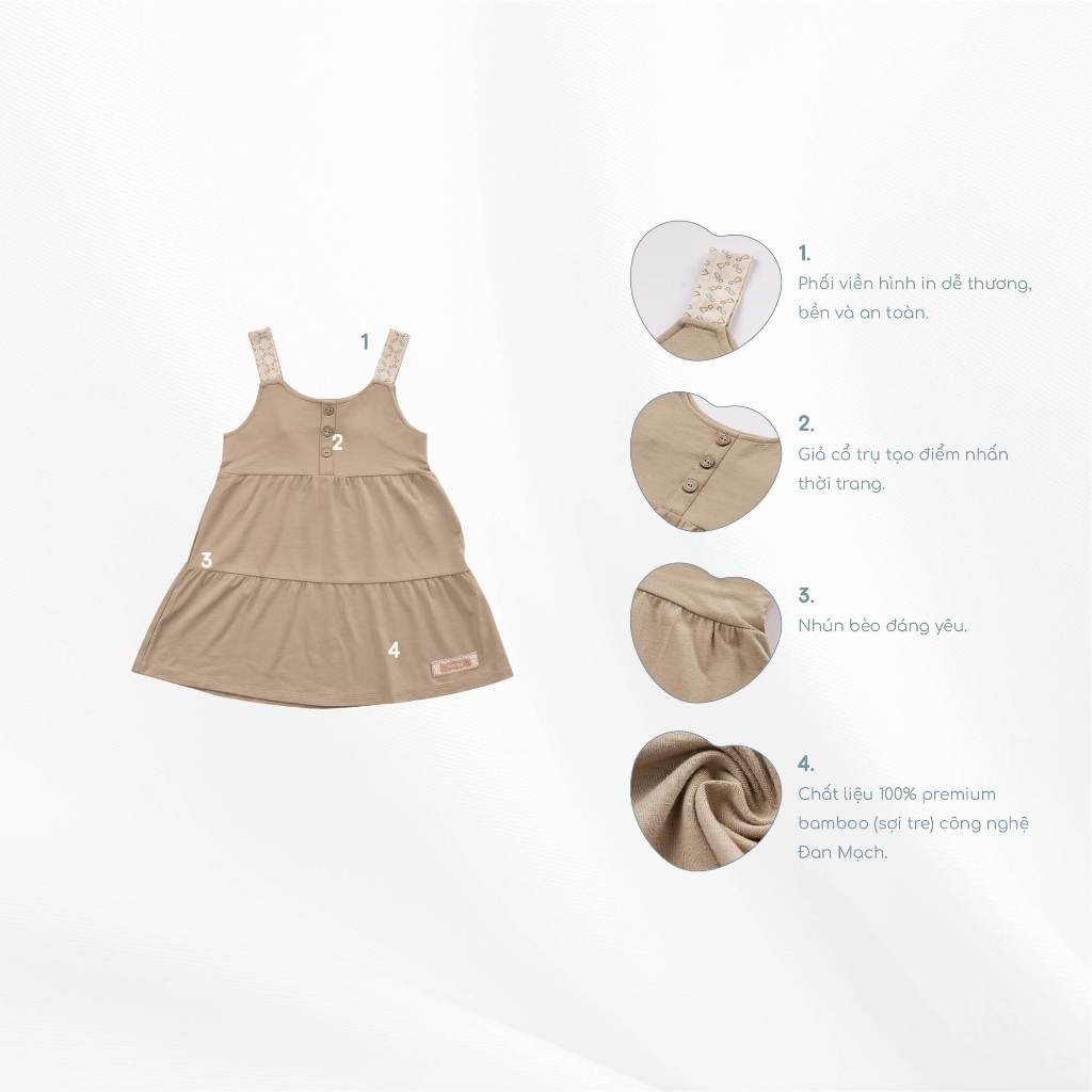 (1Y-5Y) Váy 2 dây bé gái Iconic BBB553100 vải sợi tre mểm mại - Váy bubaby - Bubaby bé gái