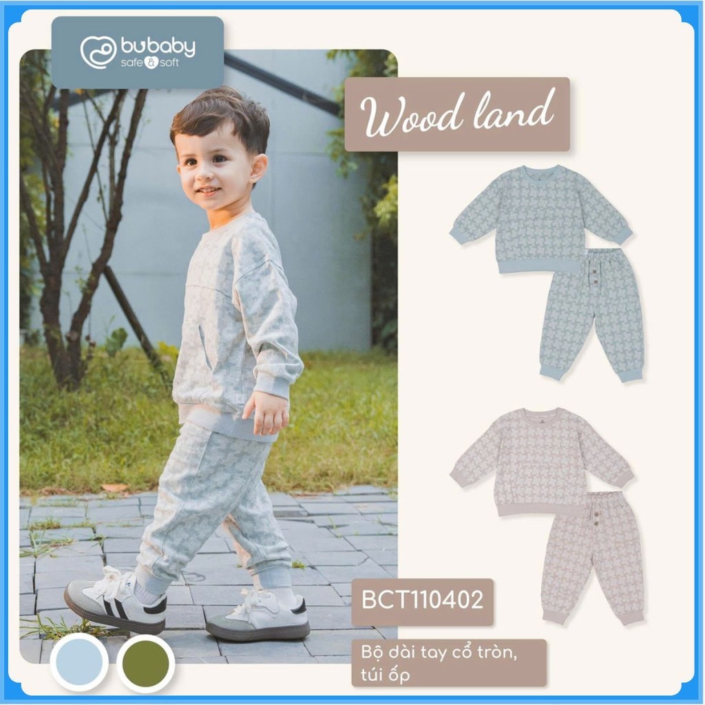 (1Y-5Y) Bubaby Bộ dài tay cổ tròn, túi ốp - BCT110402