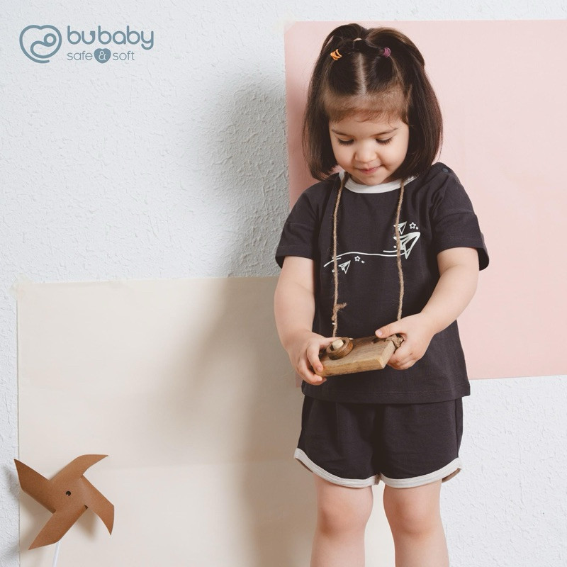 (6M-5Y) Bộ ngắn tay cài vai BSR130101 Bu baby Siro - Bu baby bé trai - Bu baby bé gái