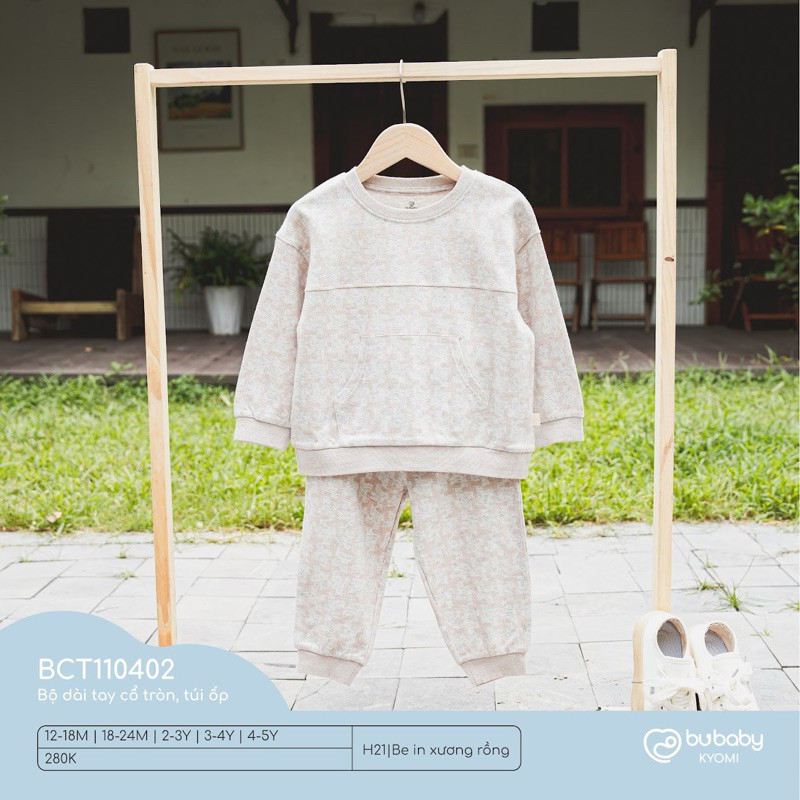 (1Y-5Y) Bubaby Bộ dài tay cổ tròn, túi ốp - BCT110402