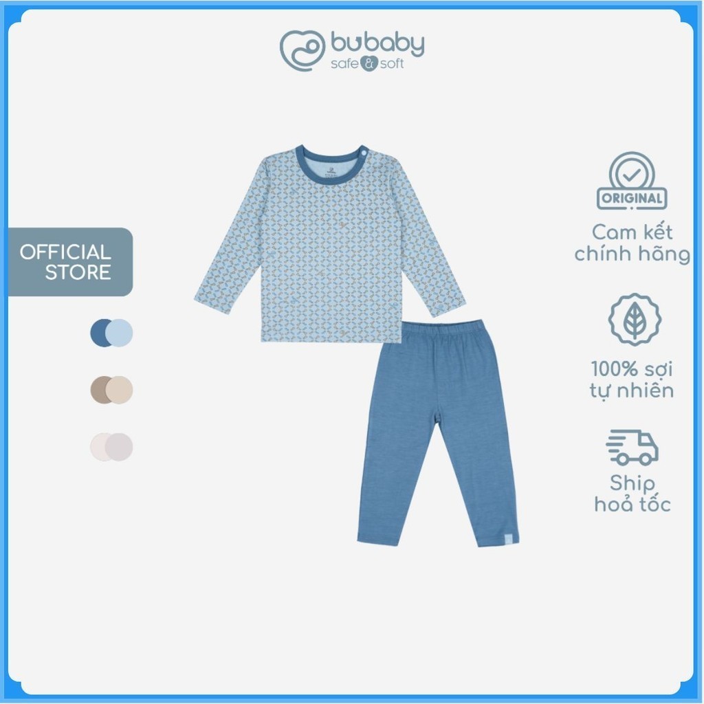 Bộ dài tay cài vai Iconic cho bé từ 12 tháng đến 5 tuổi chất vải sợi tre - Bambus BBB1101NS | Quần áo BuBaby chính hãng