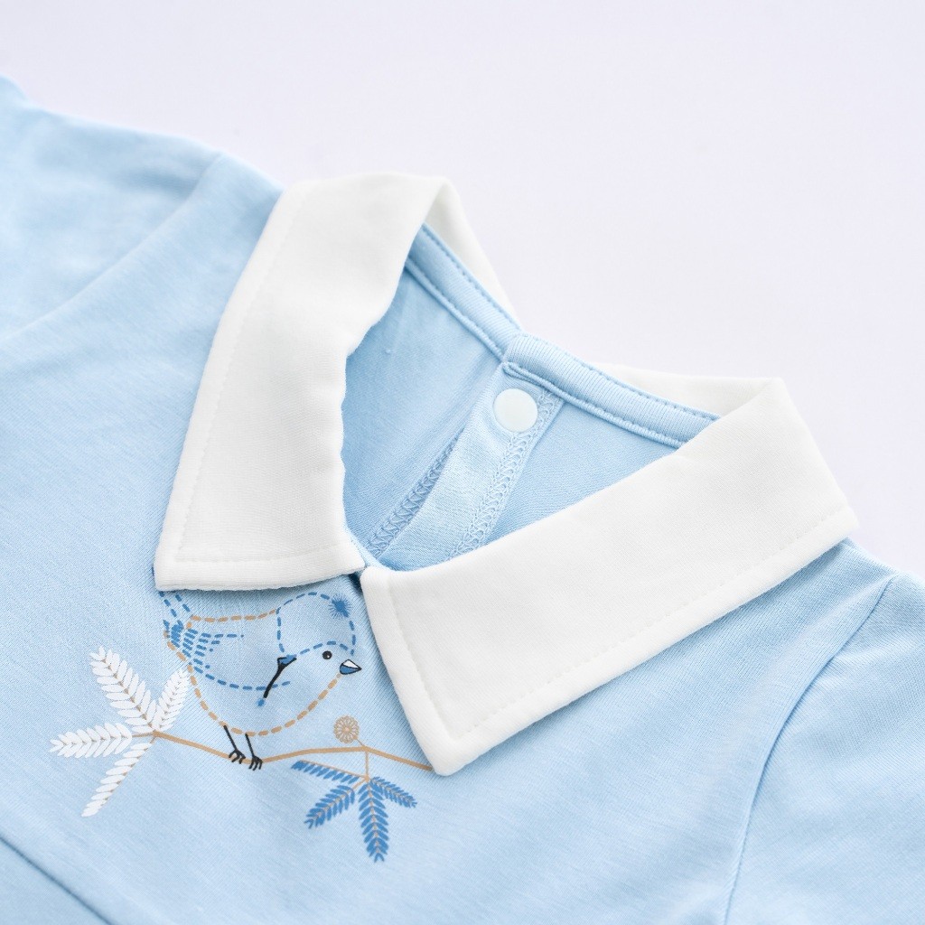 (0-12M) Bộ đồ liền thân ngắn tay cổ Peterpan Kyomi cho bé  - BBC230301 | Quần áo BuBaby chính hãng