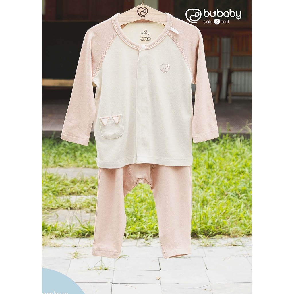 (1M-9M) Bộ dài tay sơ sinh BU cài giữa sợi tre Đan Mạch BBB1102FF Bubaby bé trai – Bubaby bé gái – Quần áo Bubaby