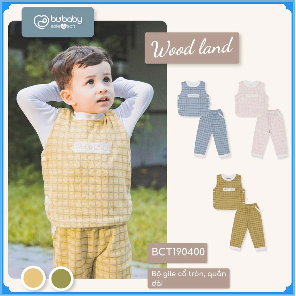 (1Y-5Y) Bubaby Bộ gile cổ tròn, quần dài - BCT190400 - Bubaby bé trai - Bubaby bé gái – Quần áo Bubaby