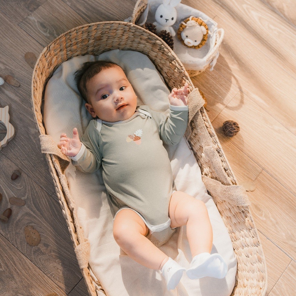 (1M-12M) Bộ đồ liền thân dài tay cổ chồm BSR210500 Siro cho bé sơ sinh -	Bubaby sơ sinh – Quần áo Bubaby