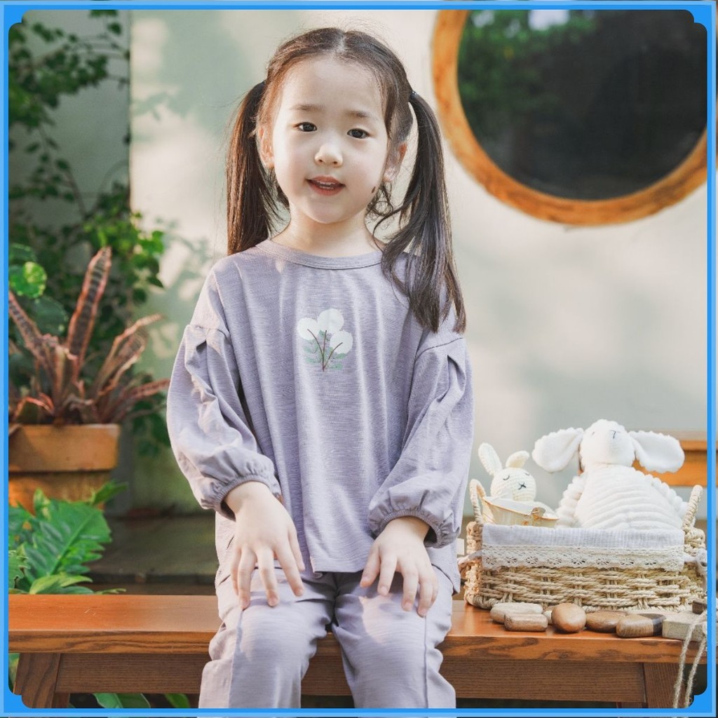 (12M-5Y) Bộ dài tay cổ tròn BCT110406 Cotton Slub Mimo cho bé trai, bé gái - Pure Cotton | Quần áo BU Baby chính hãng