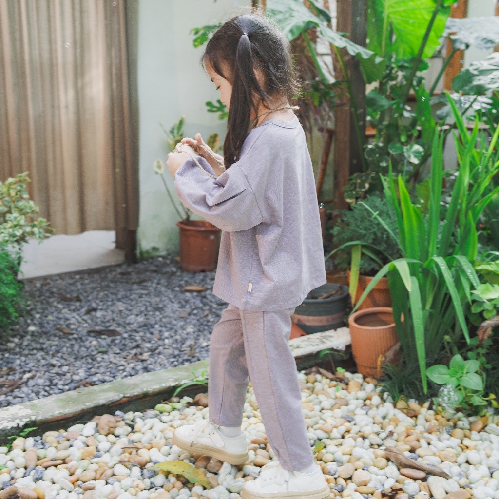 (12M-5Y) Bộ dài tay cổ tròn BCT110406 Cotton Slub Mimo cho bé trai, bé gái - Pure Cotton | Quần áo BU Baby chính hãng