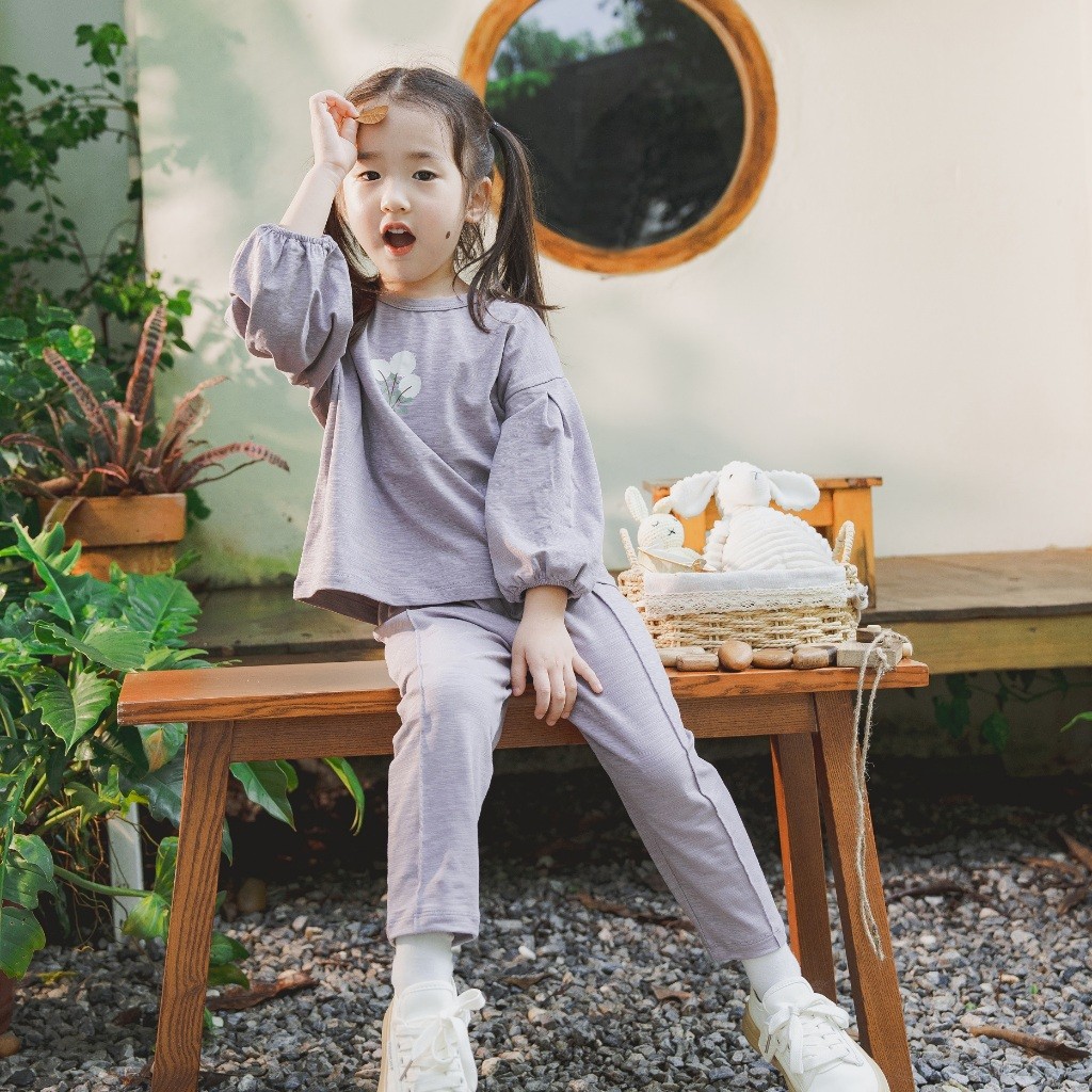 (12M-5Y) Bộ dài tay cổ tròn BCT110406 Cotton Slub Mimo cho bé trai, bé gái - Pure Cotton | Quần áo BU Baby chính hãng