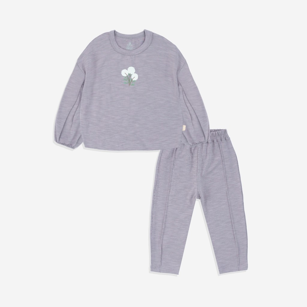 (12M-5Y) Bộ dài tay cổ tròn BCT110406 Cotton Slub Mimo cho bé trai, bé gái - Pure Cotton | Quần áo BU Baby chính hãng