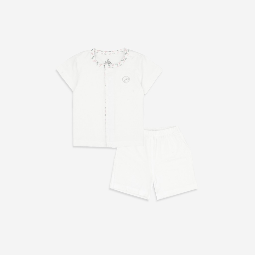 (1-3M-Blue) Bộ ngắn tay cài giữa Iconic co giãn thoải mái thuận tiện cho bé yêu BuBaby BBB1302NS | Quần áo BuBaby