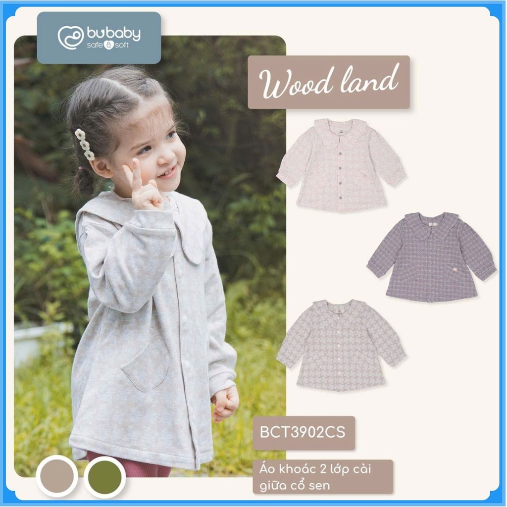 (6M-4Y) Bubaby áo khoác 2 lớp cho bé gái - Bu baby bé gái - Áo khoác mùa đông Bubaby