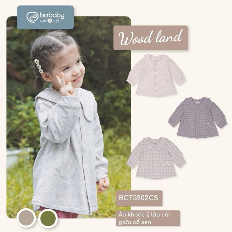 (6M-4Y) Bubaby áo khoác 2 lớp cho bé gái - Bu baby bé gái - Áo khoác mùa đông Bubaby