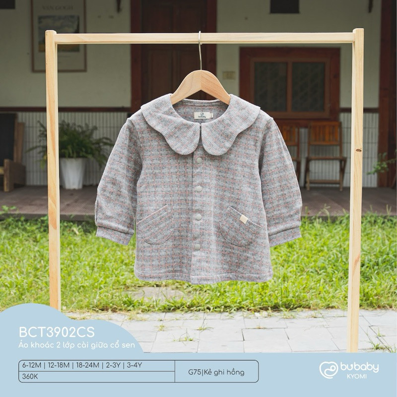 (6M-4Y) Bubaby áo khoác 2 lớp cho bé gái - Bu baby bé gái - Áo khoác mùa đông Bubaby