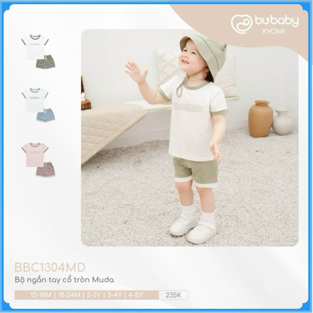 (6M-5Y) Bộ quần áo ngắn tay cổ tròn Muda Bubaby cho bé trai, Bu baby bé gái - Kyomi BBC1304MD