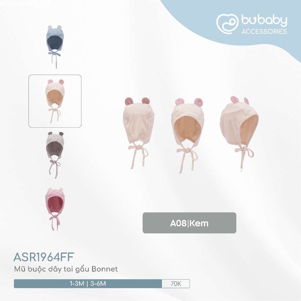 Mũ buộc dây tai thỏ Siro sơ sinh cho bé gái mềm mại, dễ thương - BU Siro ASR194321 | Phụ kiện BuBaby chính hãng