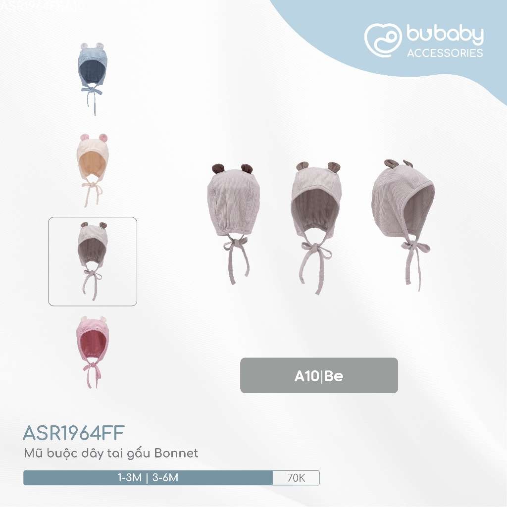 Mũ buộc dây tai thỏ Siro sơ sinh cho bé gái mềm mại, dễ thương - BU Siro ASR194321 | Phụ kiện BuBaby chính hãng