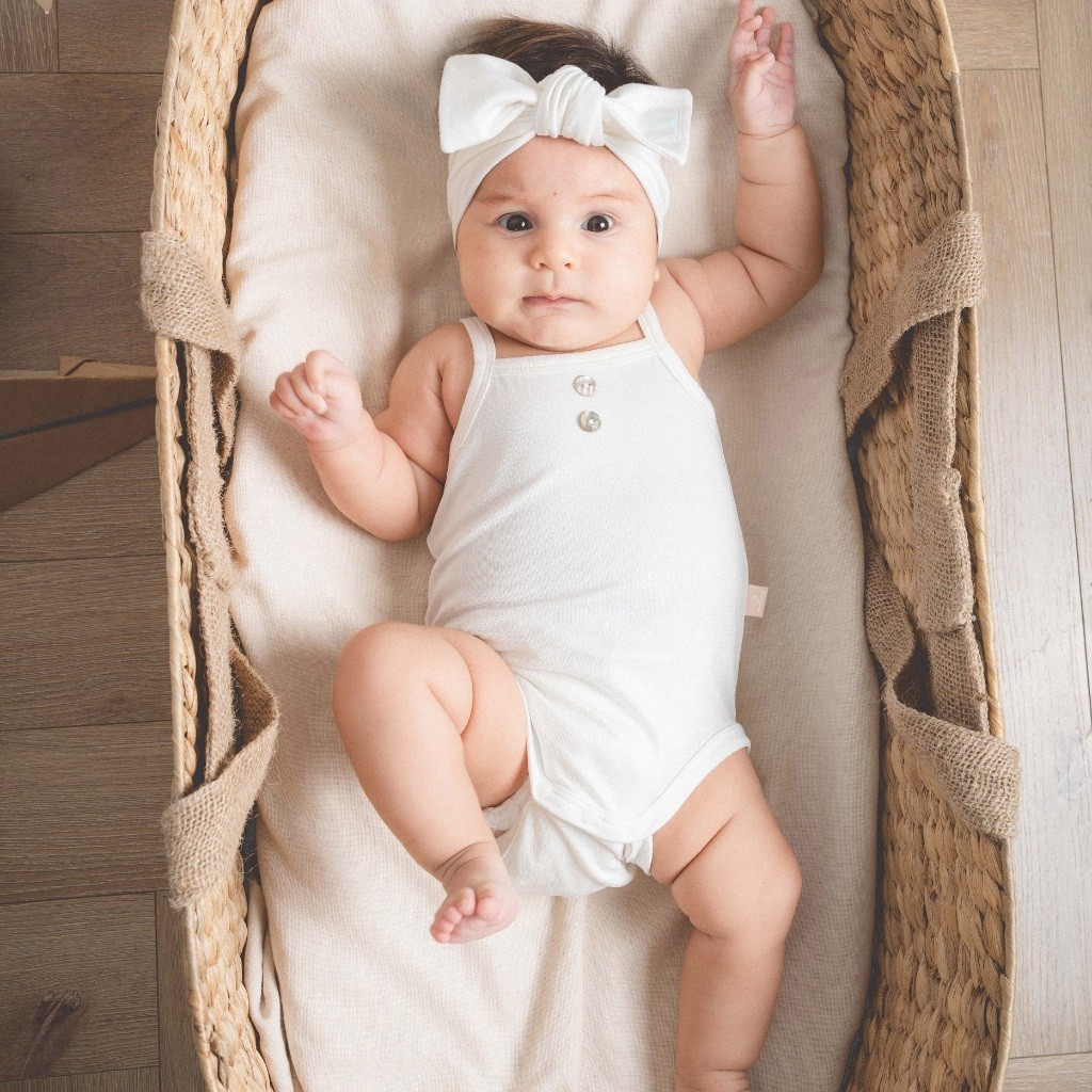 (1M-12M) Bộ đồ liên thân 2 dây sơ sinh BSR250001 - Bu baby sơ sinh -Quần áo BU Baby  Siro