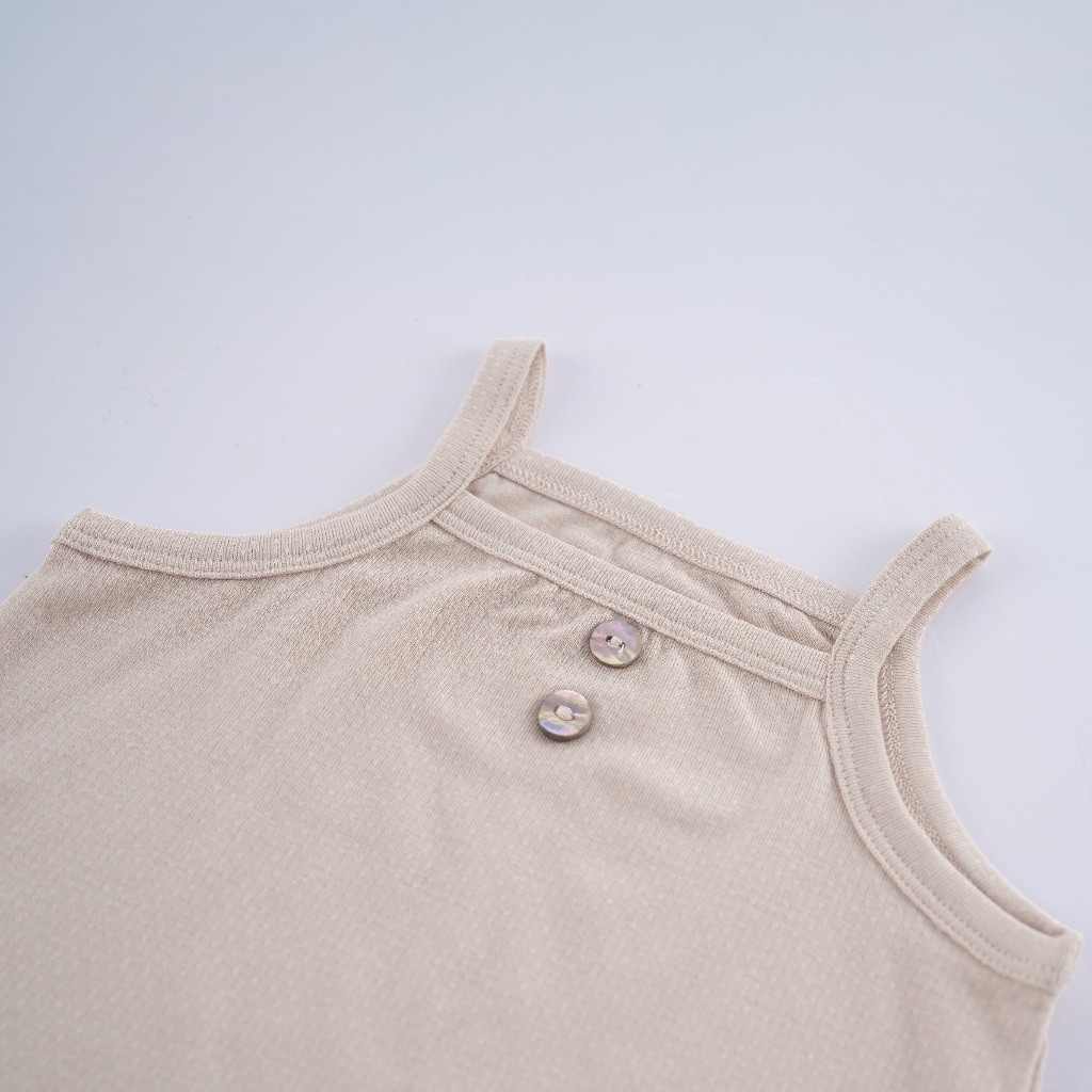 (1M-12M) Bộ đồ liên thân 2 dây sơ sinh BSR250001 - Bu baby sơ sinh -Quần áo BU Baby  Siro