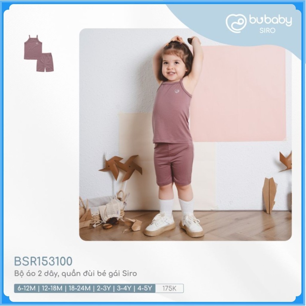 (6M-5Y) Bộ áo 2 dây, quần đùi bé gái BSR153100 BU Baby bé gái - Siro  Quần áo BU chính hãng