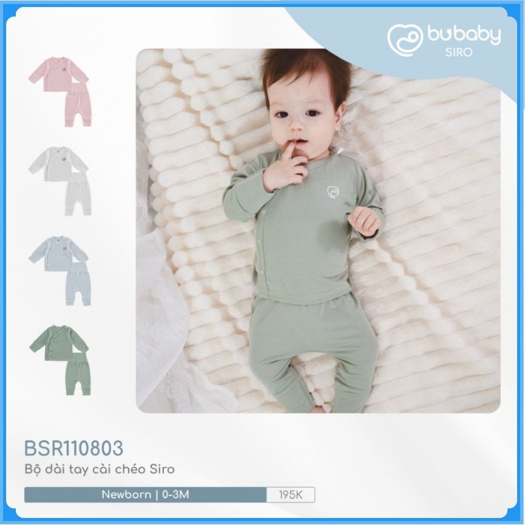 (0-3M)  Bộ dài tay cài chéo BSR110803 Siro cho bé sơ sinh - BU Baby sơ sinh - Quần áo Bu baby