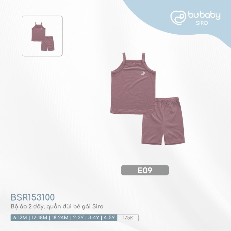(6M-5Y) Bộ áo 2 dây, quần đùi bé gái BSR153100 BU Baby bé gái - Siro  Quần áo BU chính hãng