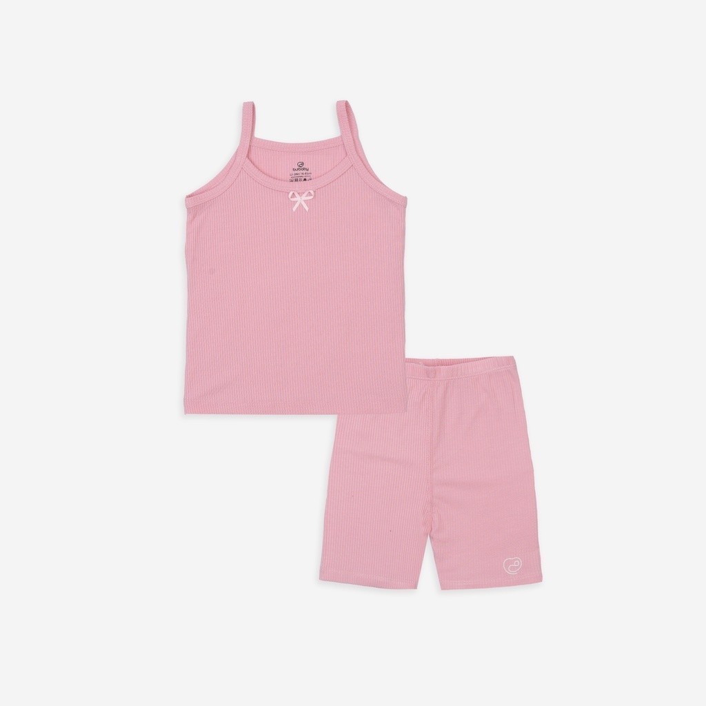 (1Y-4Y) BU Baby - Bộ Quần Áo Hè cho bé gái, Bộ 2 Dây bé gái vải Sợi Gỗ Sồi Molist, Bộ Cộc BU Chính Hãng BMD153102