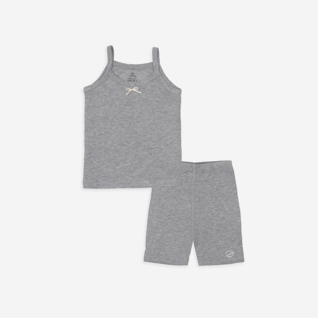 (1Y-4Y) BU Baby - Bộ Quần Áo Hè cho bé gái, Bộ 2 Dây bé gái vải Sợi Gỗ Sồi Molist, Bộ Cộc BU Chính Hãng BMD153102