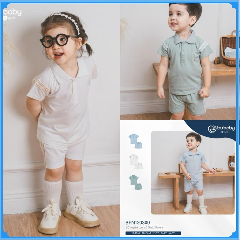 (3Y-5Y)Bộ quần áo ngắn tay cổ Polo Ponie cho bé trai, bé gái - Ponie BPN130300 | Bu baby bé trai - Bu baby bé gái