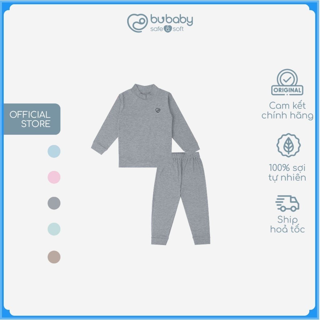 Bộ quần áo dài tay cao cổ BuBaby cho bé chất liệu sợi gỗ sồi - Molist BMD110903 | Quần áo BuBaby chính hãng