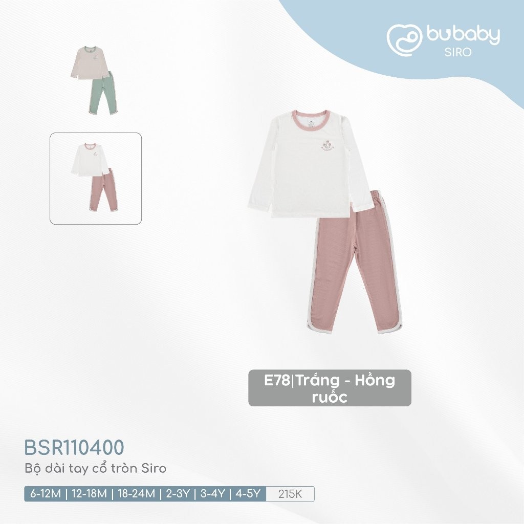 (6M-5Y) Bộ dài tay cổ tròn Siro - BSR110400 - Bubaby bé trai - Bu baby bé gái
