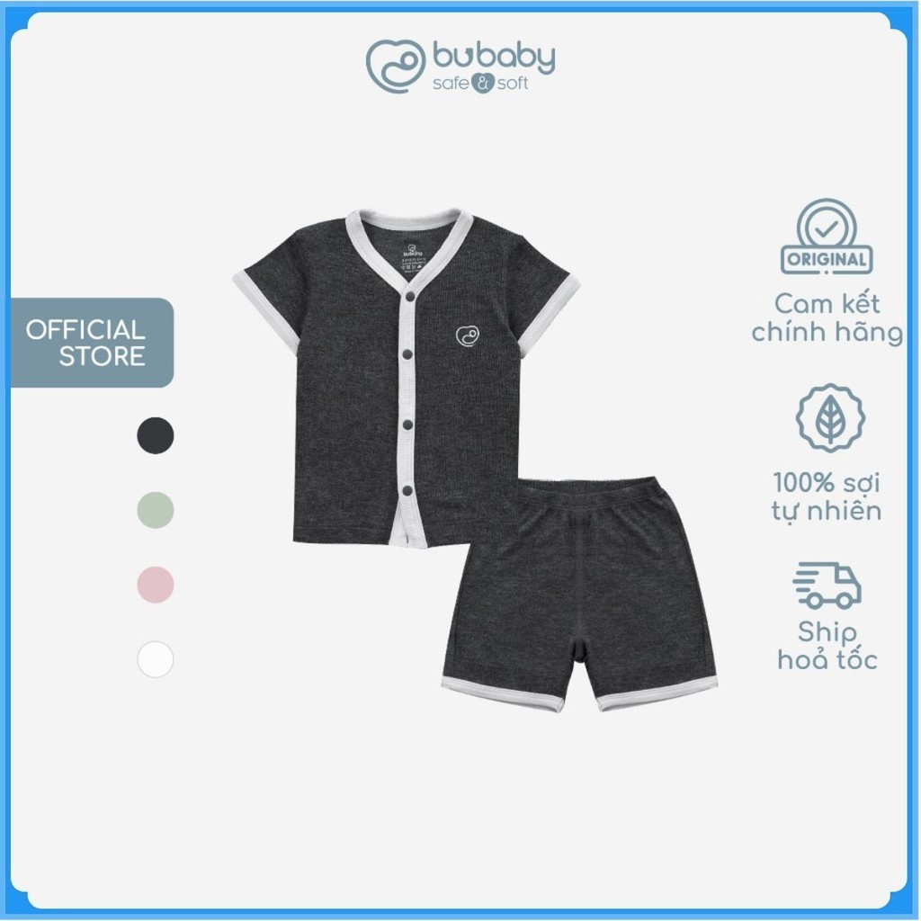 Bộ ngắn tay cài giữa cho bé sơ sinh từ 1 đến 12 tháng chất vải thoải mái, co giãn  - Siro BSR130201 | Quần áo BuBaby ch