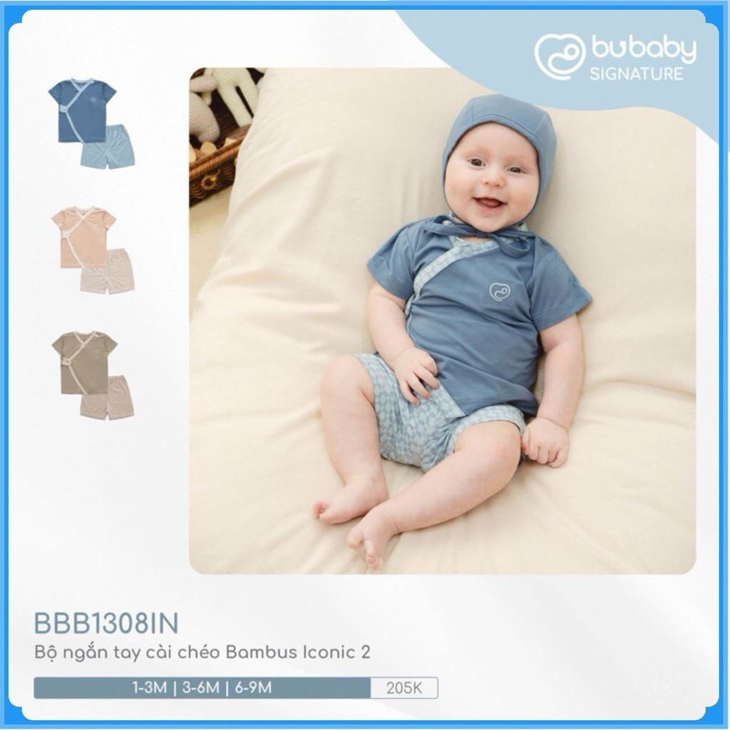 (0-12M) Bộ ngắn tay cài chéo Bambus Iconic cho bé sơ sinh - Bambus BBB1308IN | Quần áo BuBaby chính hãng