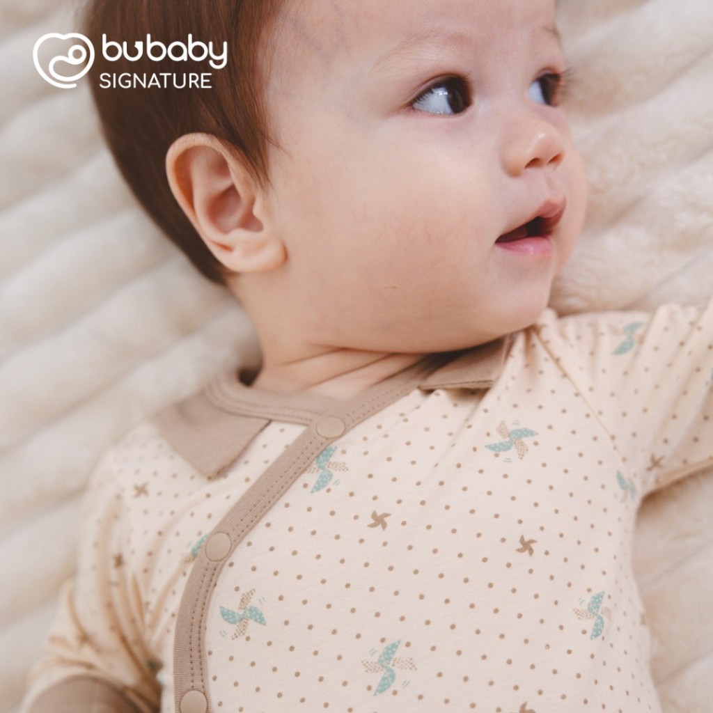 (0-3M) BU Baby sơ sinh - BBB1108PP Bộ dài tay cài chéo cổ Peter Pan Gami cho bé sơ sinh