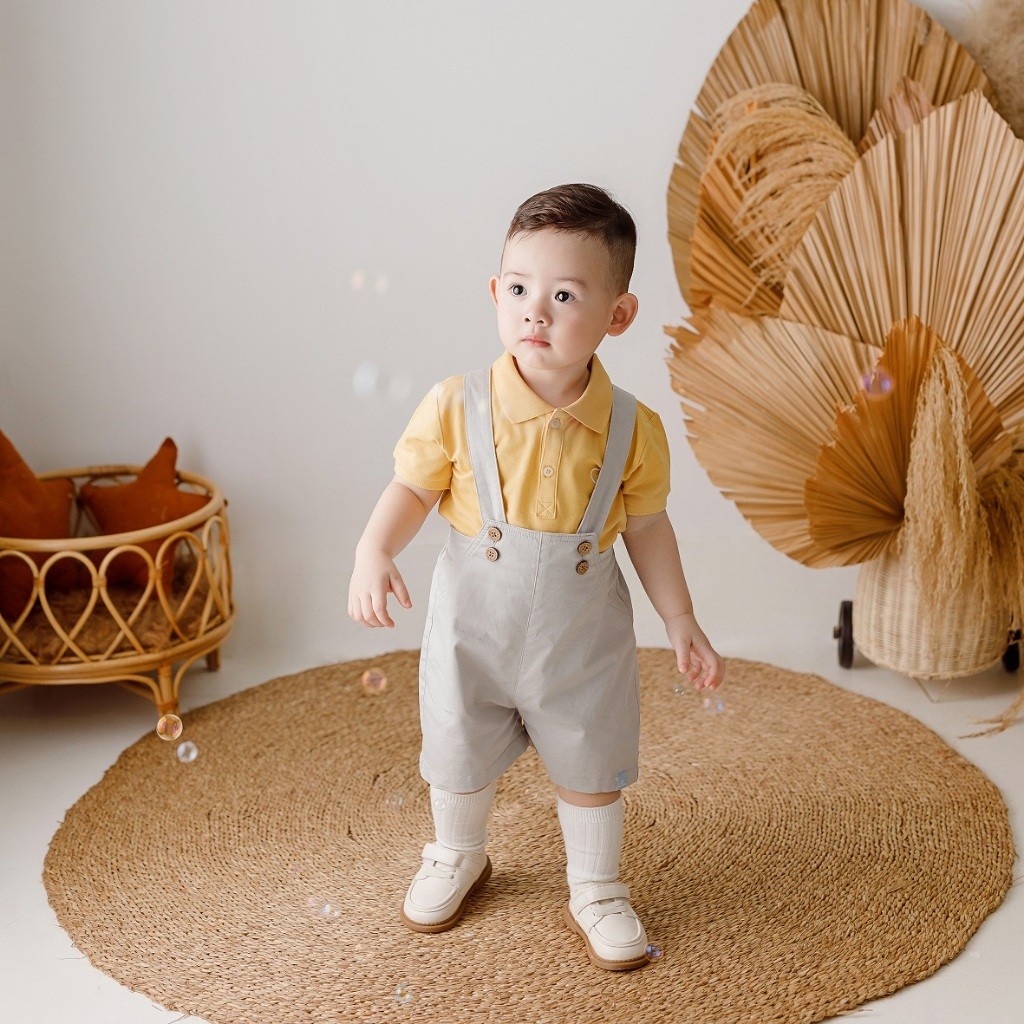 (1Y-5Y) Quần yếm đùi kaki cap chun cho bé - Quần áo BuBaby Kaki BCT433202