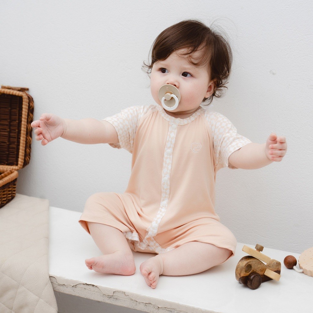 (1-3M-Hồng) Body ngắn tay cài giữa Bambus Iconic cho bé Bu baby sơ sinh - Bambus BBB2302IN