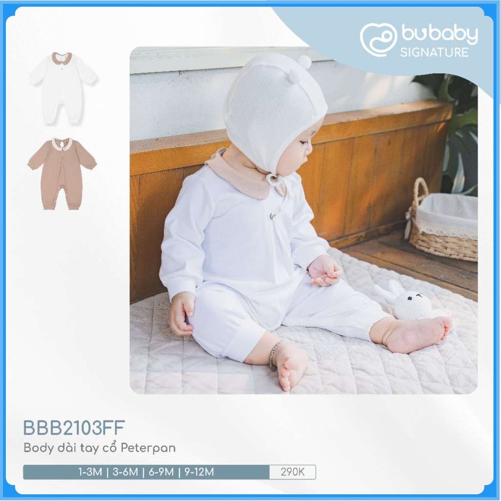 (1M-12M) Body dài tay cổ Peterpan cho bé sợi tre BU Bambus BBB2103FF Bubaby bé trai – Bubaby bé gái – Quần áo Bubaby