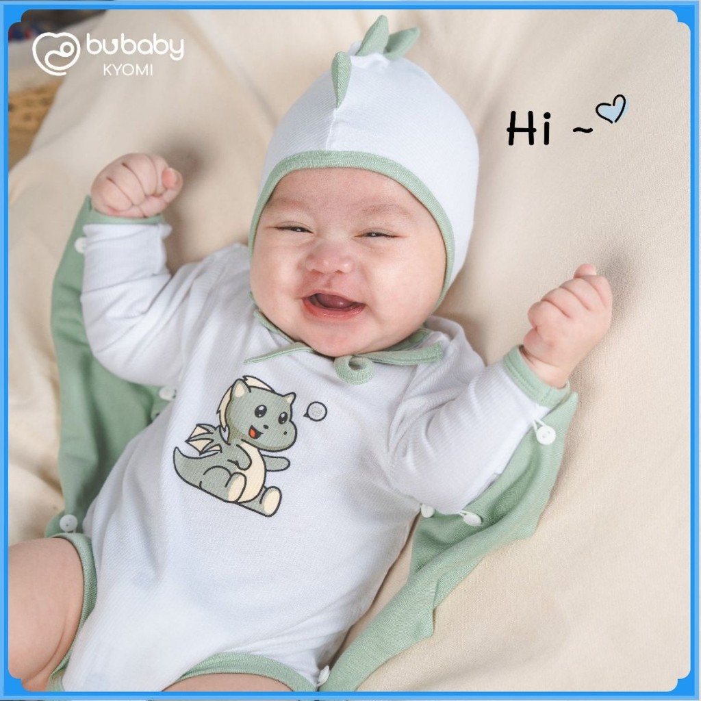 Bodychip dài tay cài vai kèm mũ Little Dragon NEW  Bubaby - BSR2101KM