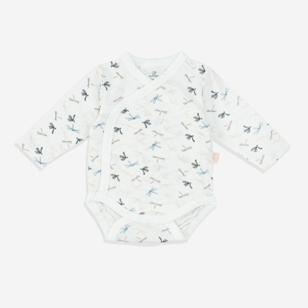 (NB-3M) Bộ đồ liền thân dài tay cài chéo Dona BBB2108DN cho bé sơ sinh  - Bambus | Quần áo BU Baby