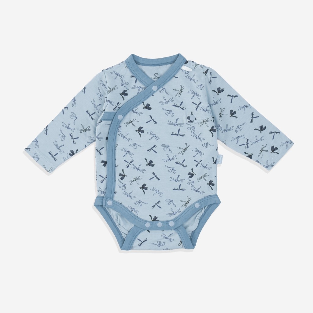 (NB-3M) Bộ đồ liền thân dài tay cài chéo Dona BBB2108DN cho bé sơ sinh  - Bambus | Quần áo BU Baby