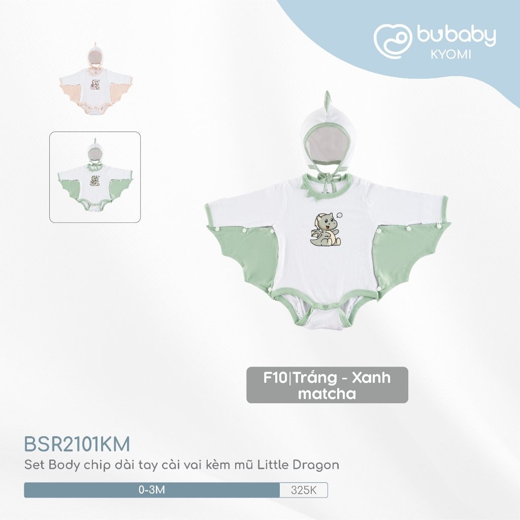 Bodychip dài tay cài vai kèm mũ Little Dragon NEW  Bubaby - BSR2101KM