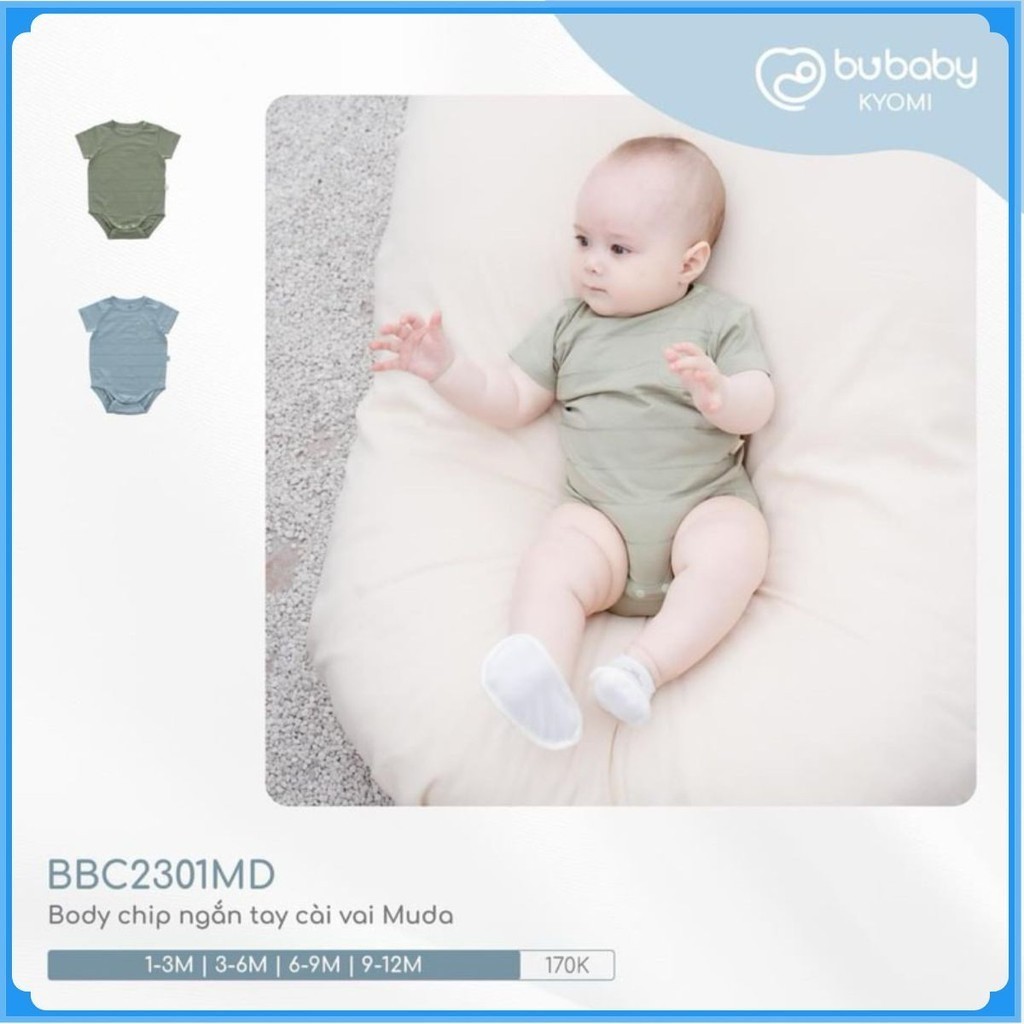 (0M - 12M) Bodychip ngắn tay cài vai Muda cho bé sơ sinh  - Kyomi BBC2301MD | BuBaby sơ sinh